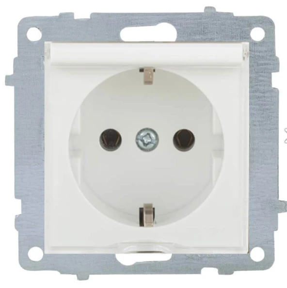 Ovivo Beyaz Topraklı Kapaklı Priz Çerçevesiz Grano - 2