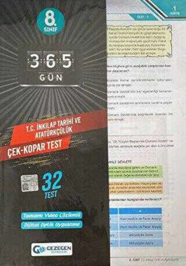 Gezegen 8.Sınıf Yeni T.C İnkılap Tarihi Ve Atatürkçülük Çek Kopar Yaprak Test