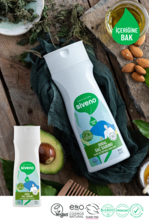 Siveno 100 Doğal Saç Sabunu Zeytinyağlı Bal Avokado 9 Değerli Bitki Erkekler İçin Bitkisel Şampuan 300 ml - 5