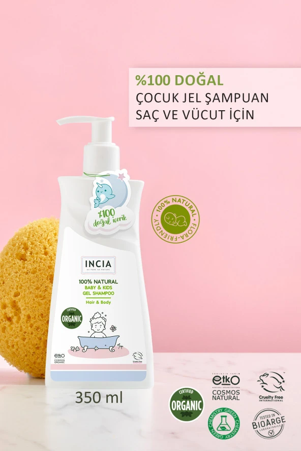 INCIA %100 Doğal Organik Sertifikalı Bebek Ve Çocuk Jel Şampuanı Saç Vücut Lavanta Konak Önleyici 350 ml - 2