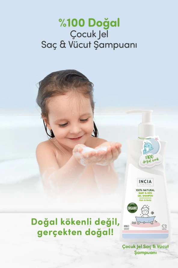 INCIA %100 Doğal Organik Sertifikalı Bebek Ve Çocuk Jel Şampuanı Saç Vücut Lavanta Konak Önleyici 350 ml - 6
