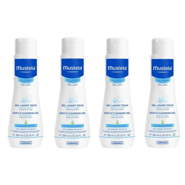 Mustela Gentle Cleansing Gel Yenidoğan Şampuan 200 ml 4 Kutu