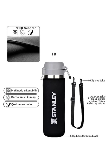 Safir Stanley Neopren Termos Kılıfı Omuz Askılı Quick Flip 1.06 Lt - 2