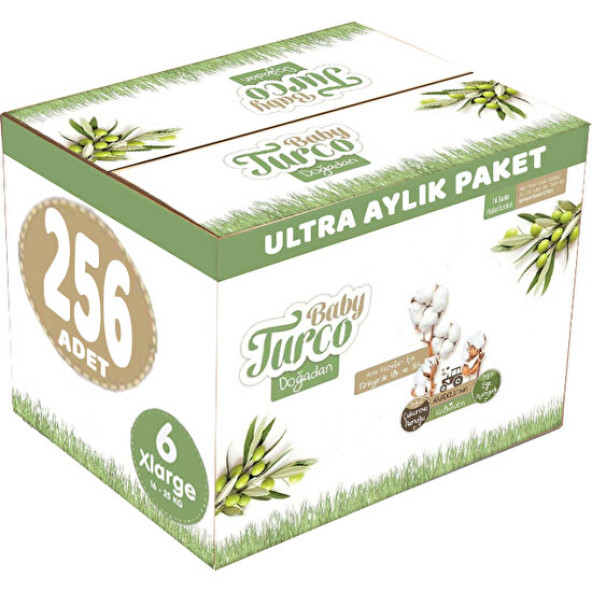 Baby Turco Doğadan 6 Numara X Large 256'lı Bebek Bezi