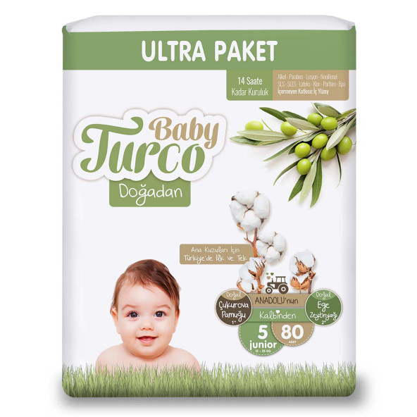 Baby Turco Doğadan 5 Numara Junior 80'li Bebek Bezi