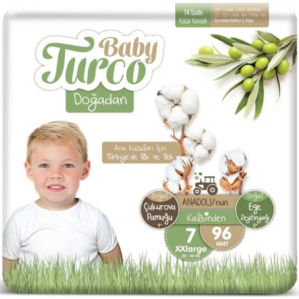 Baby Turco Doğadan 7 Numara XX Large 96'lı Bebek Bezi