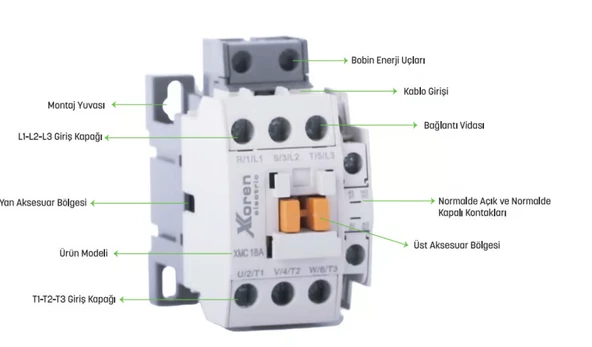 XKoren XMC 12A 5.5KW 1NA-1NK Kontaktör AC Bobinli - 2