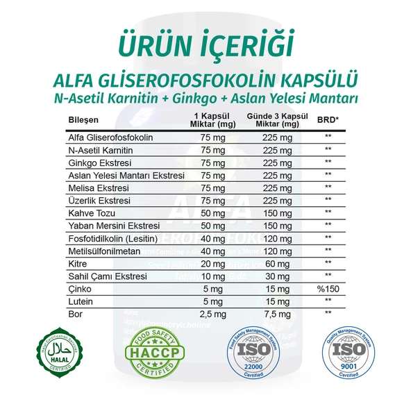 Alfa Gliserofosfokolin Kapsül (ALPHA GLYCERYLPHOSPHORYLCHOLİNE CAPSULE) - Resim 3