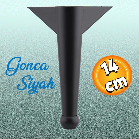Gonca Lüks Mobilya Kanepe Tv Ünitesi Koltuk Ayağı Ayakları 14 Cm Plastik Siyah Renk Baza Ayakları