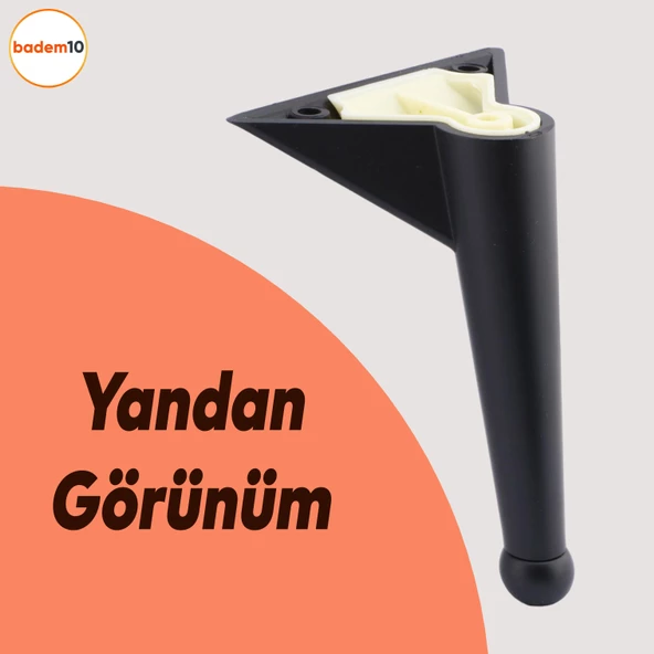 Gonca Lüks Mobilya Kanepe Tv Ünitesi Koltuk Ayağı Ayakları 14 Cm Plastik Siyah Renk Baza Ayakları - Resim 3