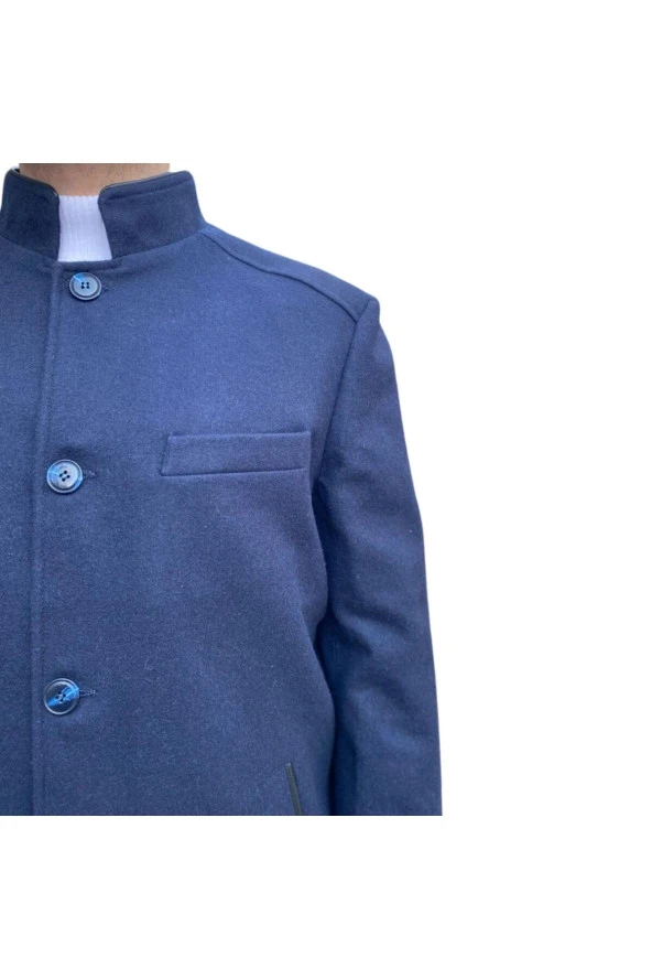 REGULAR FİT PREMİUM YÜN İÇERİKLİ RAHAT KALIP KAŞE KABAN LACİVERT - 3