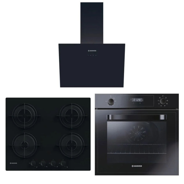 Hoover ( HDG6C1GB TK Davlumbaz + HVW6MBB Ocak + HOT3051BI/E FIRIN) Siyah Ankastre Set - 4