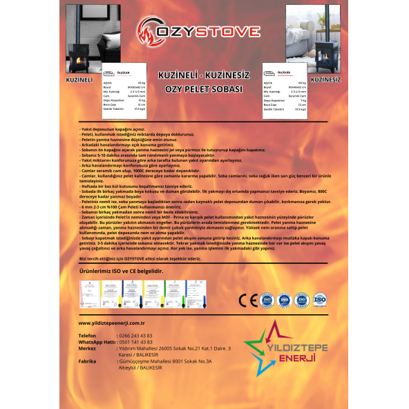 OZYSTOVE Kuzinesiz Pelet Sobası - 5