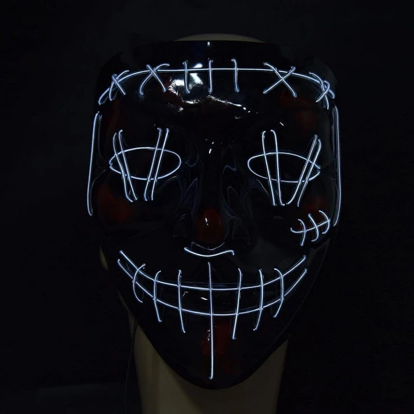 Halloween Maske Neon Beyaz Işıklı