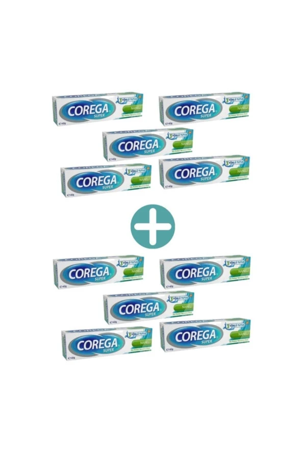 Corega Süper Protez Yapıştırıcı Naneli Krem 40 gr 10 Kutu