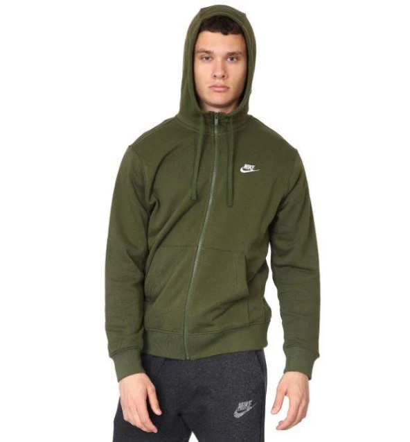 Nike Sportswear Club Full Zip Hoodie Haki Erkek Sweatshirt BV2648-326