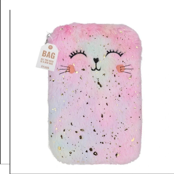 Pyrus Peluş Eva Kedili Pembe Kalem Kutusu - Resim 2