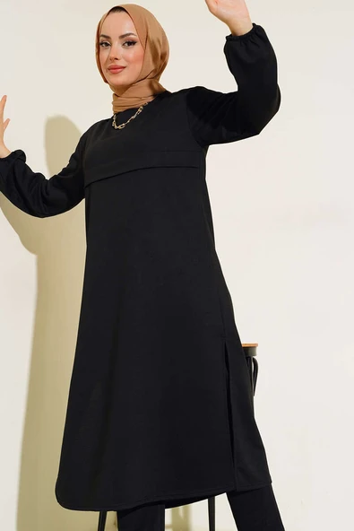 Yırtmaçlı Uzun İkili Takım Siyah - 2