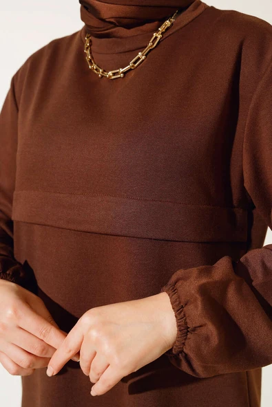 Yırtmaçlı Uzun İkili Takım Kahve - Resim 4