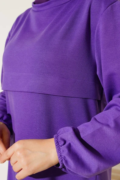 Yırtmaçlı Uzun İkili Takım Mor - Resim 4