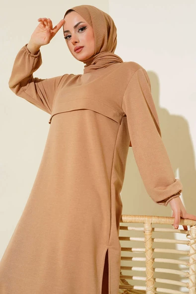 Yırtmaçlı Uzun İkili Takım Latte - Resim 2