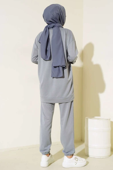 Arma Detaylı İkili Takım Gri - Resim 3