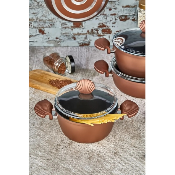 Cooker 3 mm 7 Parça İstiridye Titanyum Tencere Takımı Seti CKR-2869 - 3