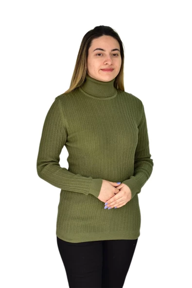 Kadın Büyük Beden Balıkçı Yaka Kazak R22897 BGL-ST03178-1 - 7