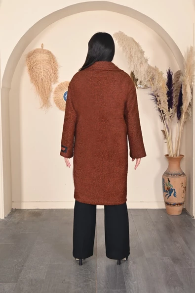 Modatalika Kadın Suni Yünlü Midi Boy Kaban - Resim 4