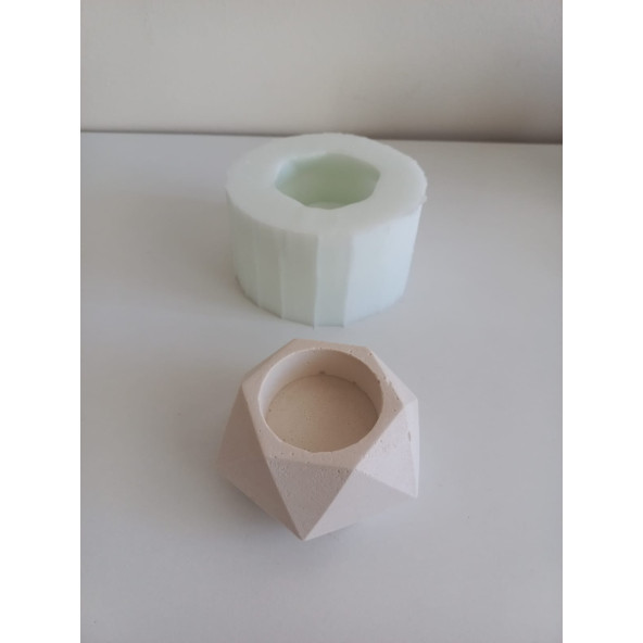 Geometrik Sukulent Saksı Mumluk Silikon Kalıbı - 2