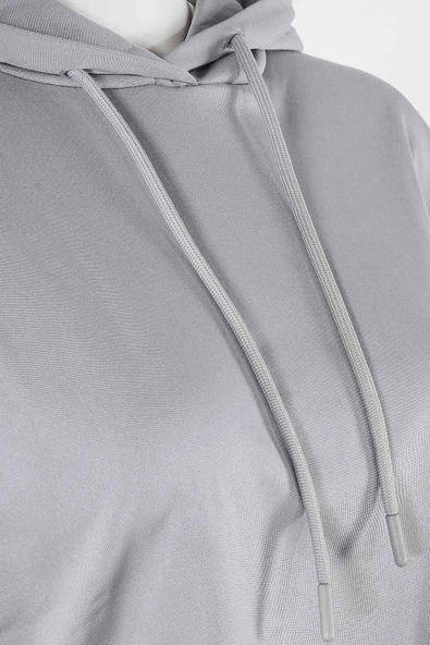 Gri Loya Start Kapüşonlu Oversize Sweatshirt - Resim 2