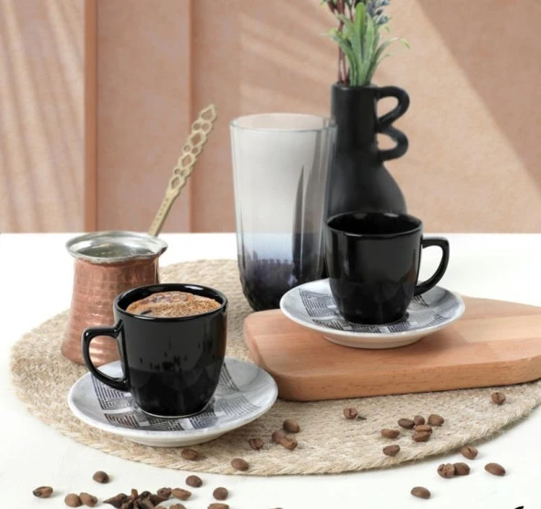 KERAMİKA 4 PARÇA KAHVE FİNCAN TAKIMI MAGIC SILINDIR KULPLU 004-650 20744 A