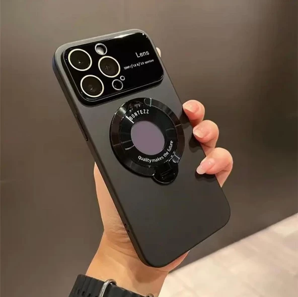 İphone 14 Pro Max Uyumlu Magsafe Kılıf Kamera Lens Korumalı Standlı Kapak - 3