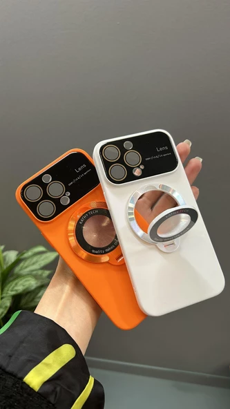 İphone 14 Pro Max Uyumlu Magsafe Kılıf Kamera Lens Korumalı Standlı Kapak - 6