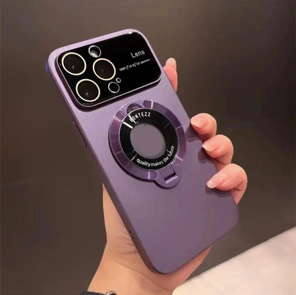 İphone 14 Pro Max Uyumlu Magsafe Kılıf Kamera Lens Korumalı Standlı Kapak - 9