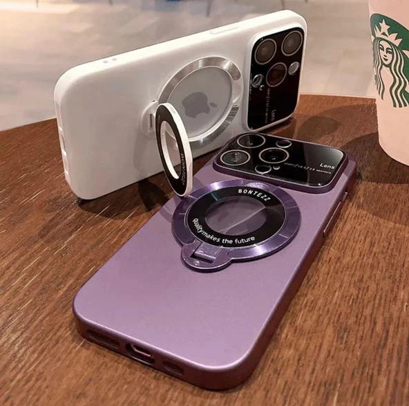 İphone 14 Pro Max Uyumlu Magsafe Kılıf Kamera Lens Korumalı Standlı Kapak - 2