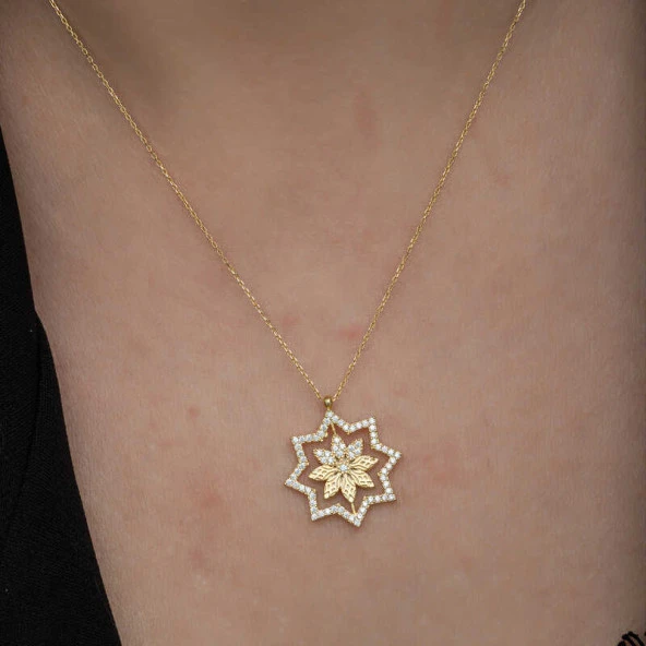 himarry Gümüş Gold Kar Tanesi Kadın Kolye - 5