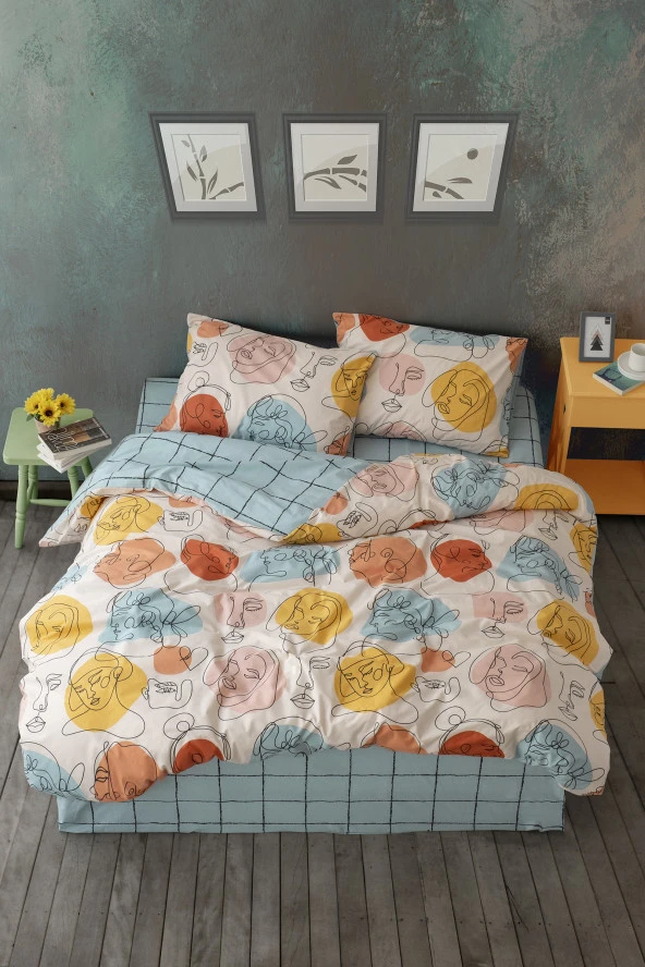 Cozy Home Çift Kişilik Lastikli Çarşaflı Nevresim Takımı Modern Mint ürün görseli 1