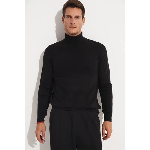 June Erkek Balıkçı Yaka Triko Kazak Siyah - 3