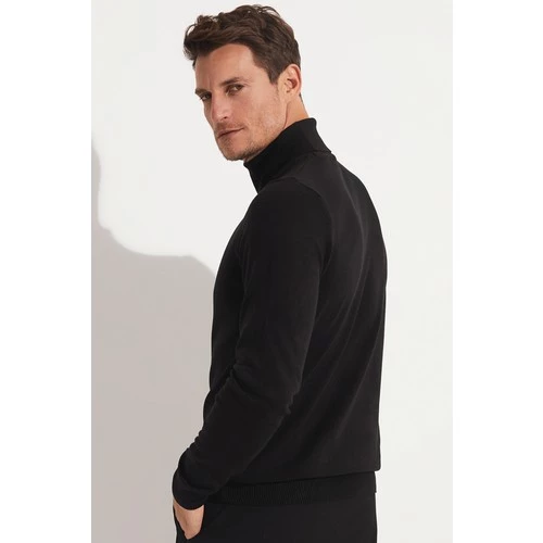 June Erkek Balıkçı Yaka Triko Kazak Siyah - 5