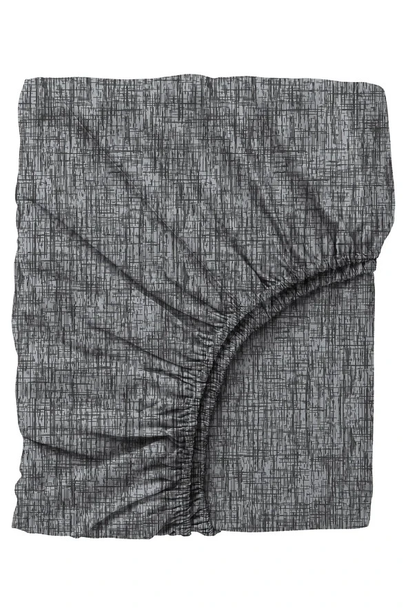 Cozy Home Tek Kişilik Lastikli Çarşaflı Nevresim Takımı Kare Siyah - Resim 5