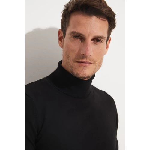 June Erkek Balıkçı Yaka Triko Kazak Siyah - 4