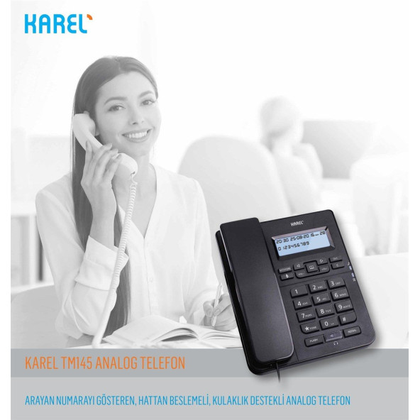 Karel TM145 Ekranlı Kablolu Masaüstü Telefon - 2
