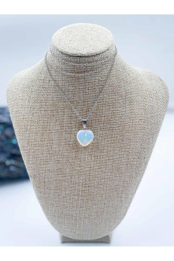 AY TAŞI DOĞAL TAŞ KALP KOLYE