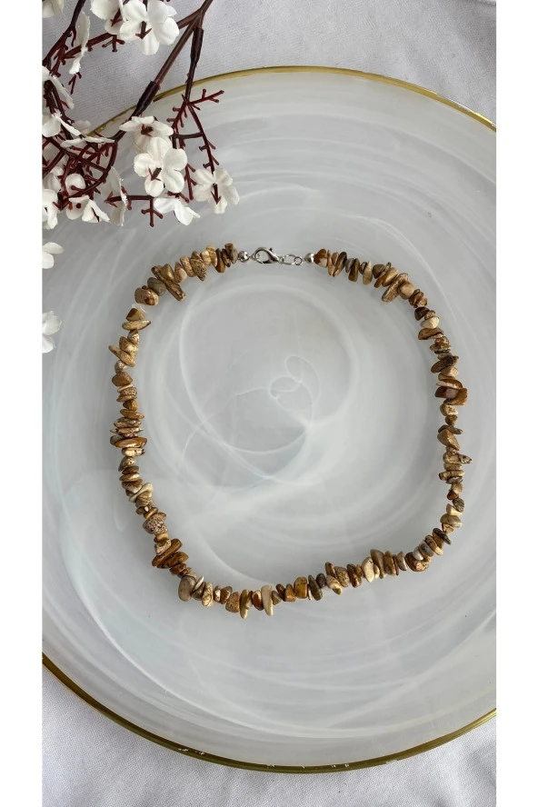 Odun Jasper Doğal Taş Kolye
