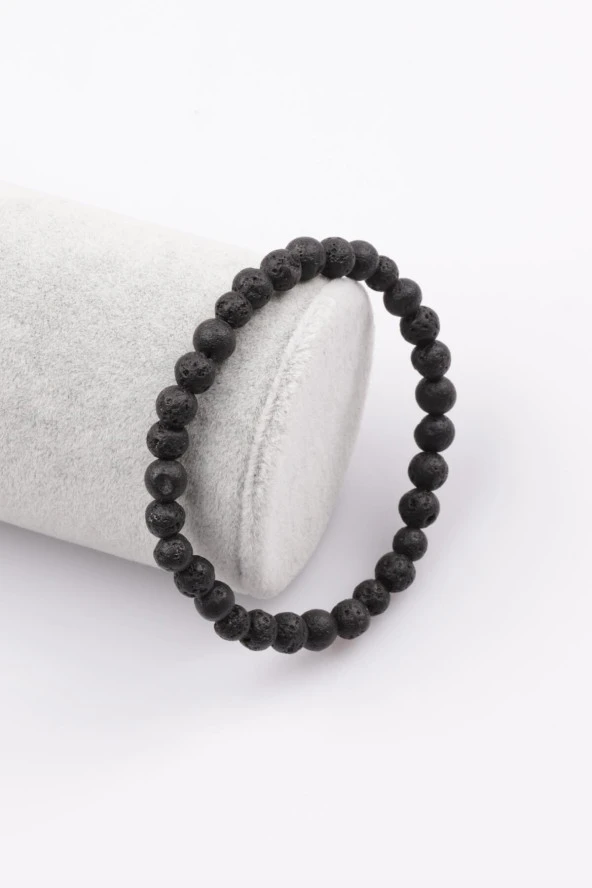 Lav Doğal Taş Bileklik 6 Mm Küre Kesim