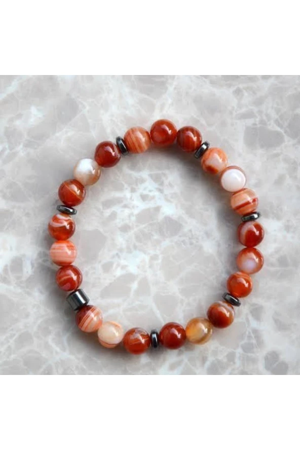 Unisex Doğal Taş Akik Koruyucu Stres Bilekliği - 2