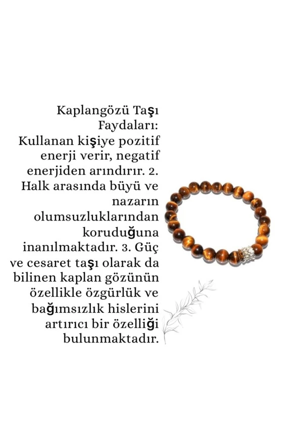 Sertifikalı Unisex Kaplan Gözü Doğal Taş Bileklik Nazar Bileklik - 2