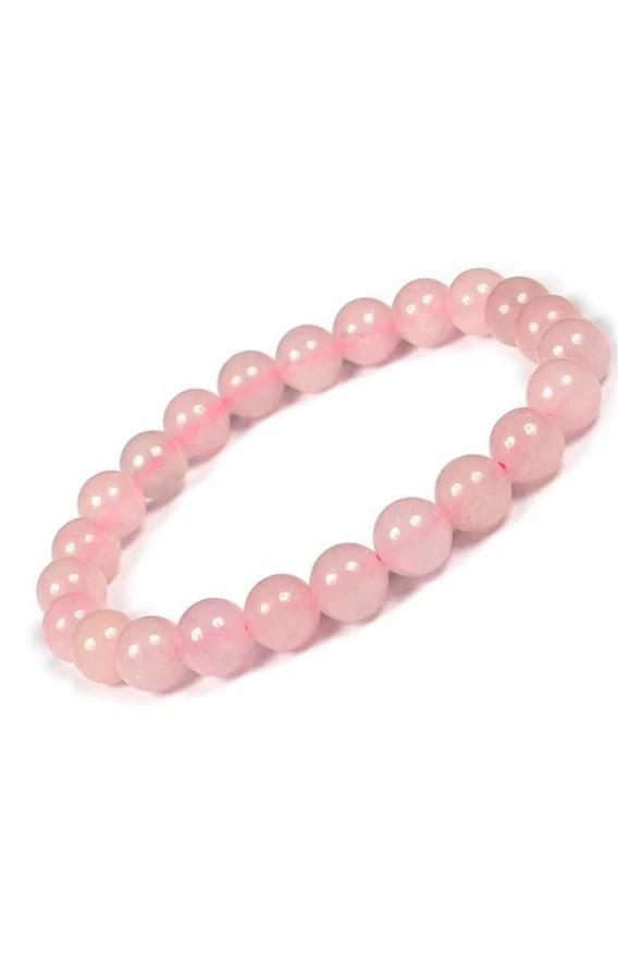 Hamilelik Doğal Taş Kadın Tılsım Pembe Kuvars Bileklik - 2