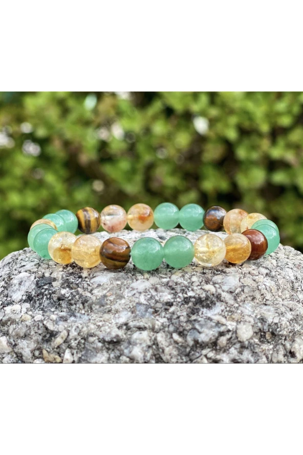 Sitrin Aventurin Kaplangözü Doğal Taş Bileklik 8mm